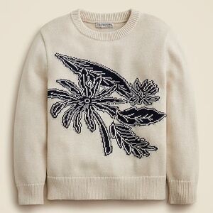 Crewcuts Ivory Sweater with Navy Floral Pattern